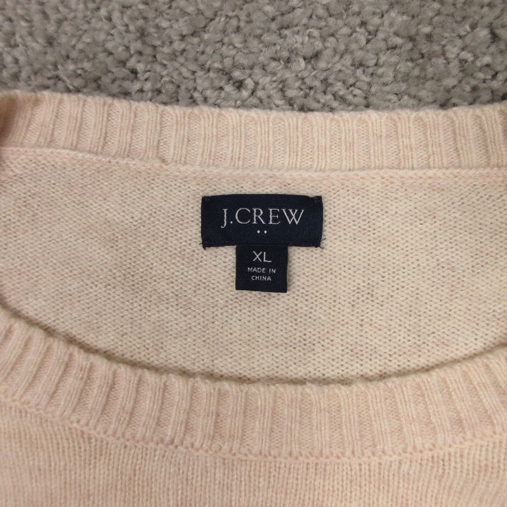 J Crew Sweater Mens XL Beige Cream Knit Crew Neck Pullover Knit Wool Blend - Picture 2 of 7